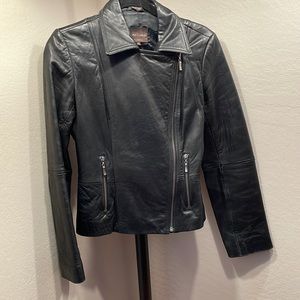 Leather jacket Leather jacket in great condition. Functional zipper pockets